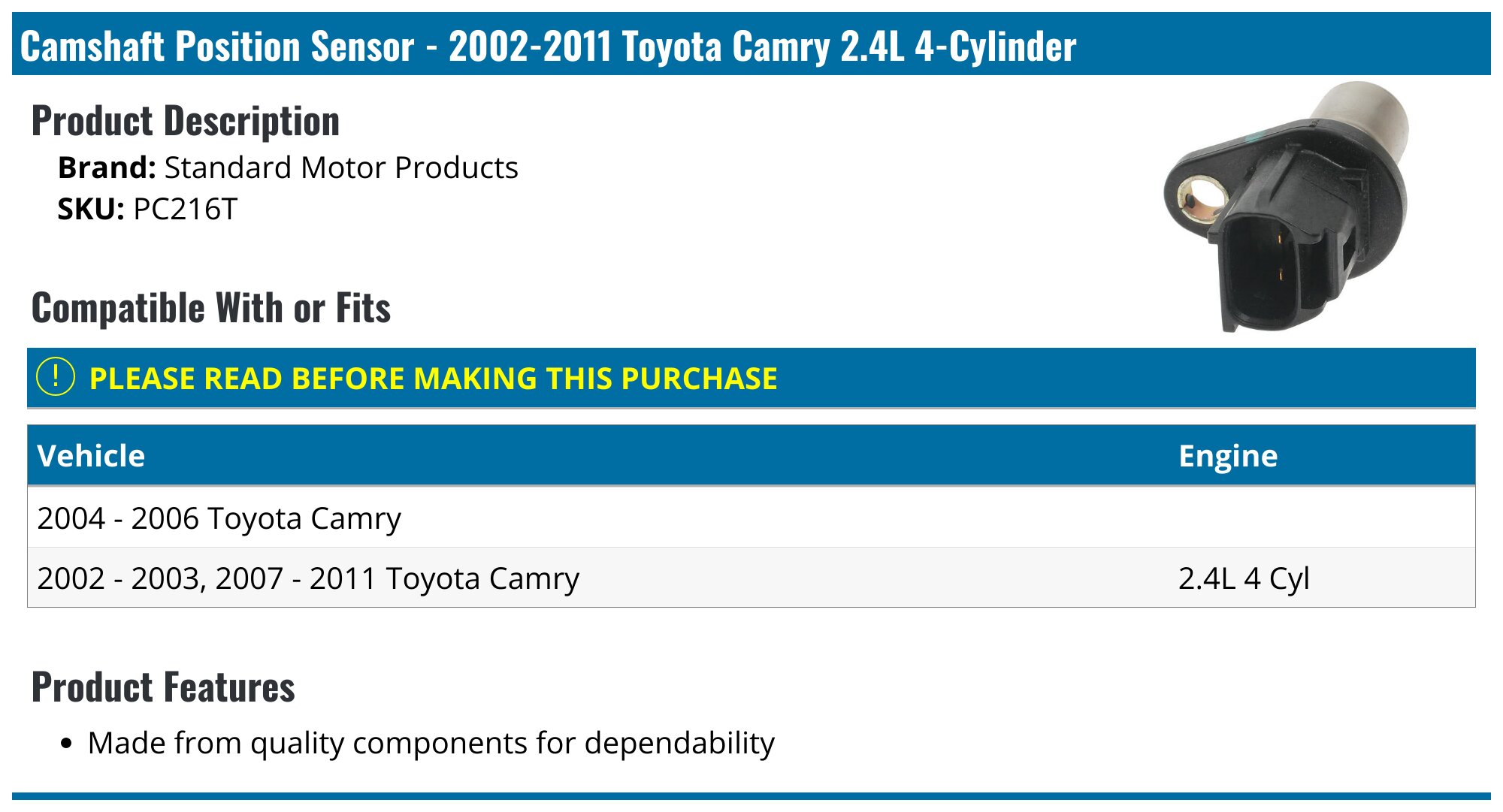 2011 Toyota Camry Camshaft Position Sensor Locationnull