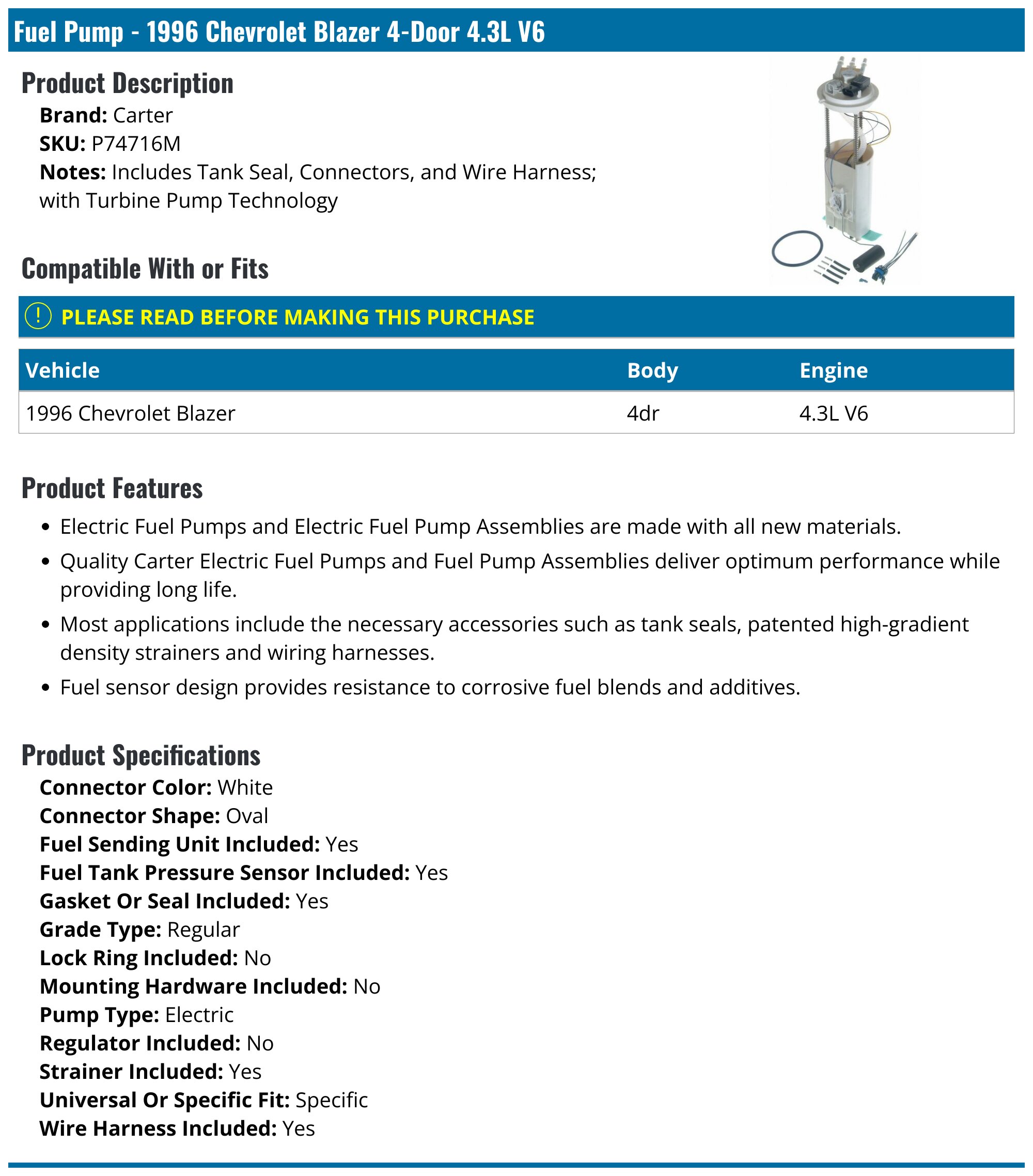 25117340 - Electric Fuel Pump 1994-2000
