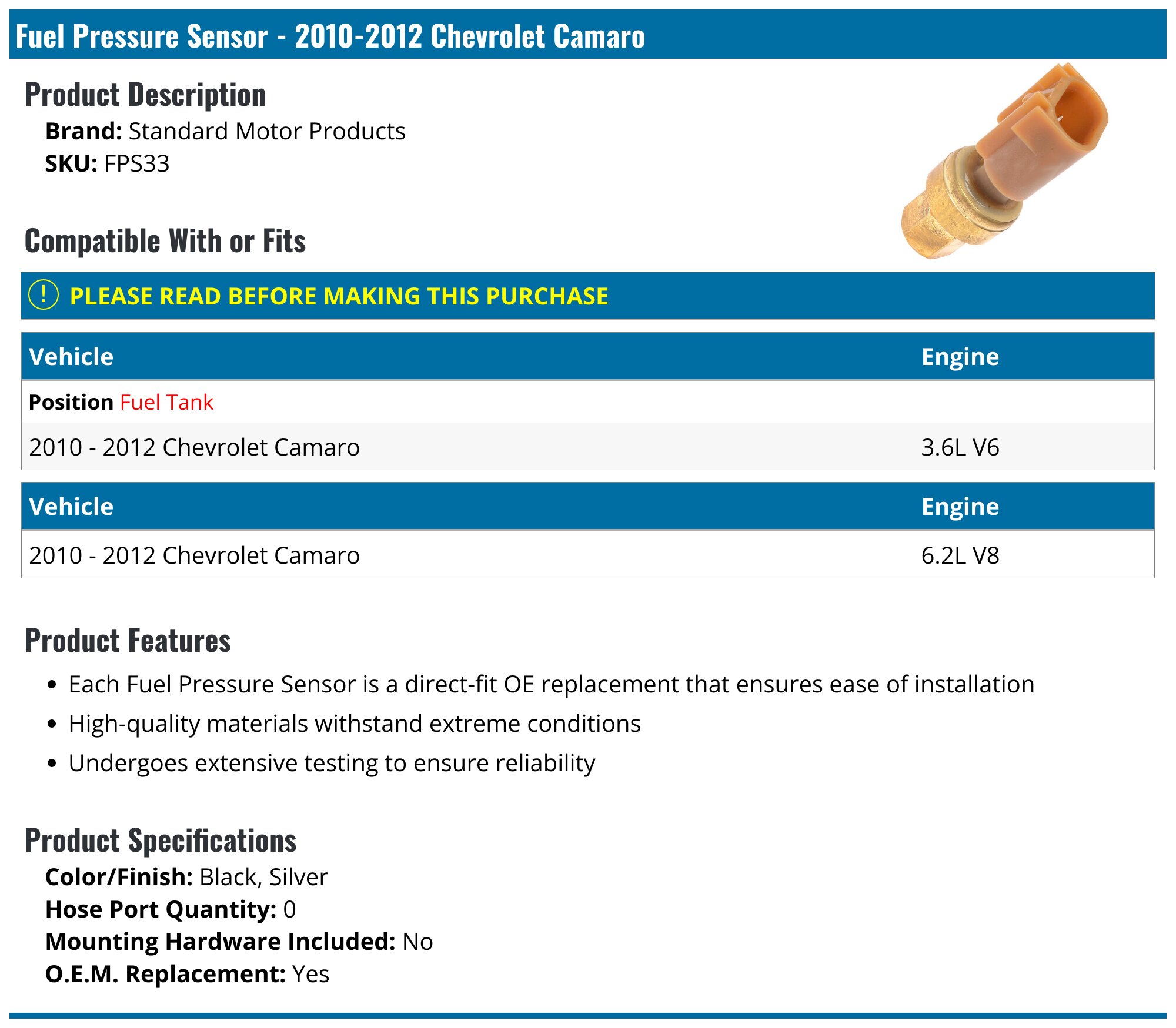 C4 Used Rear Fuel Feed Pipe 1994-1996 | Dino's Corvette Salvage