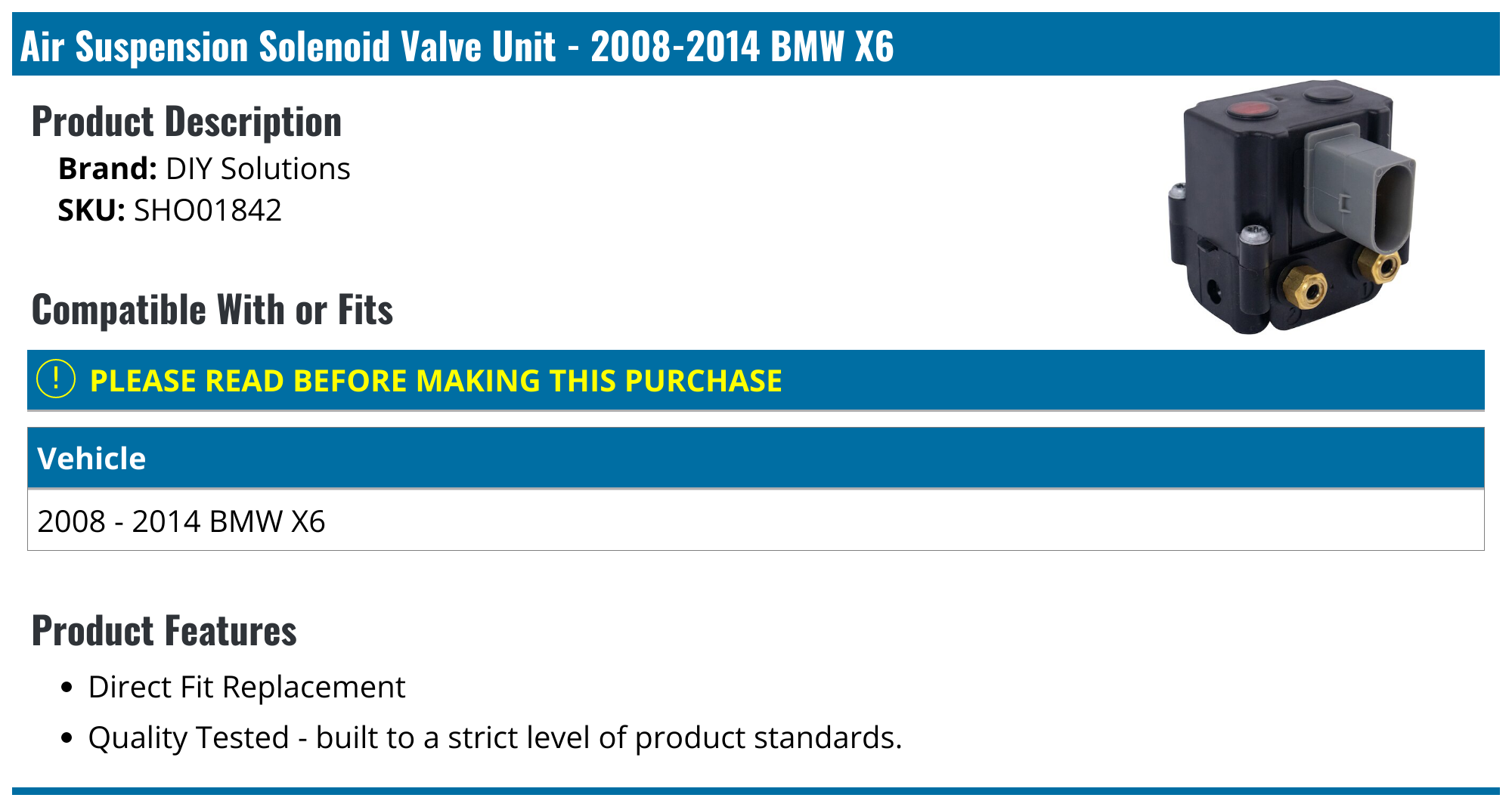 20082014 BMW X6 Air Suspension Solenoid Valve Unit DIY Solutions