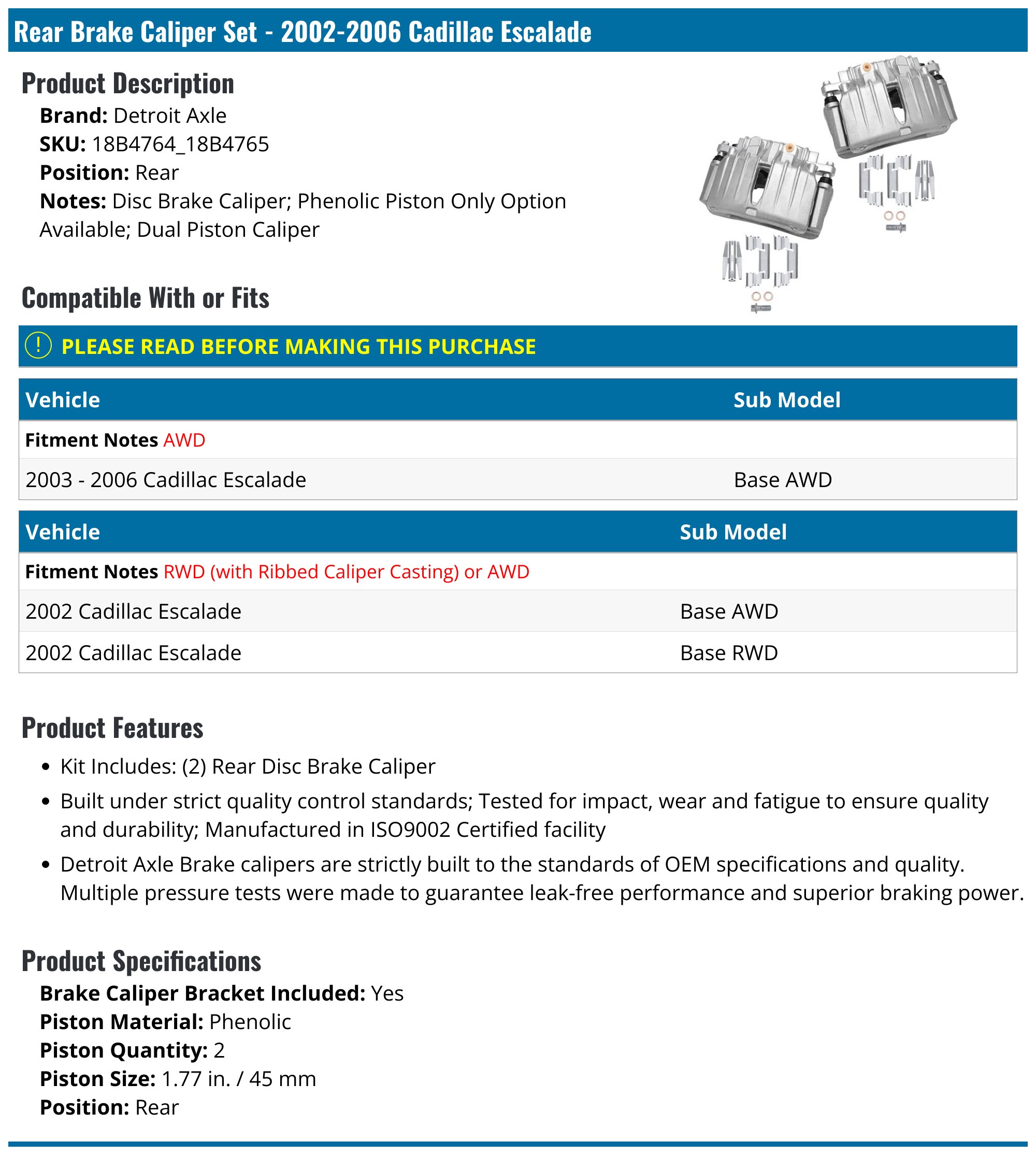PowerStop Rear Calipers | 2002–2006 Cadillac Escalade (S4764) main image 1
