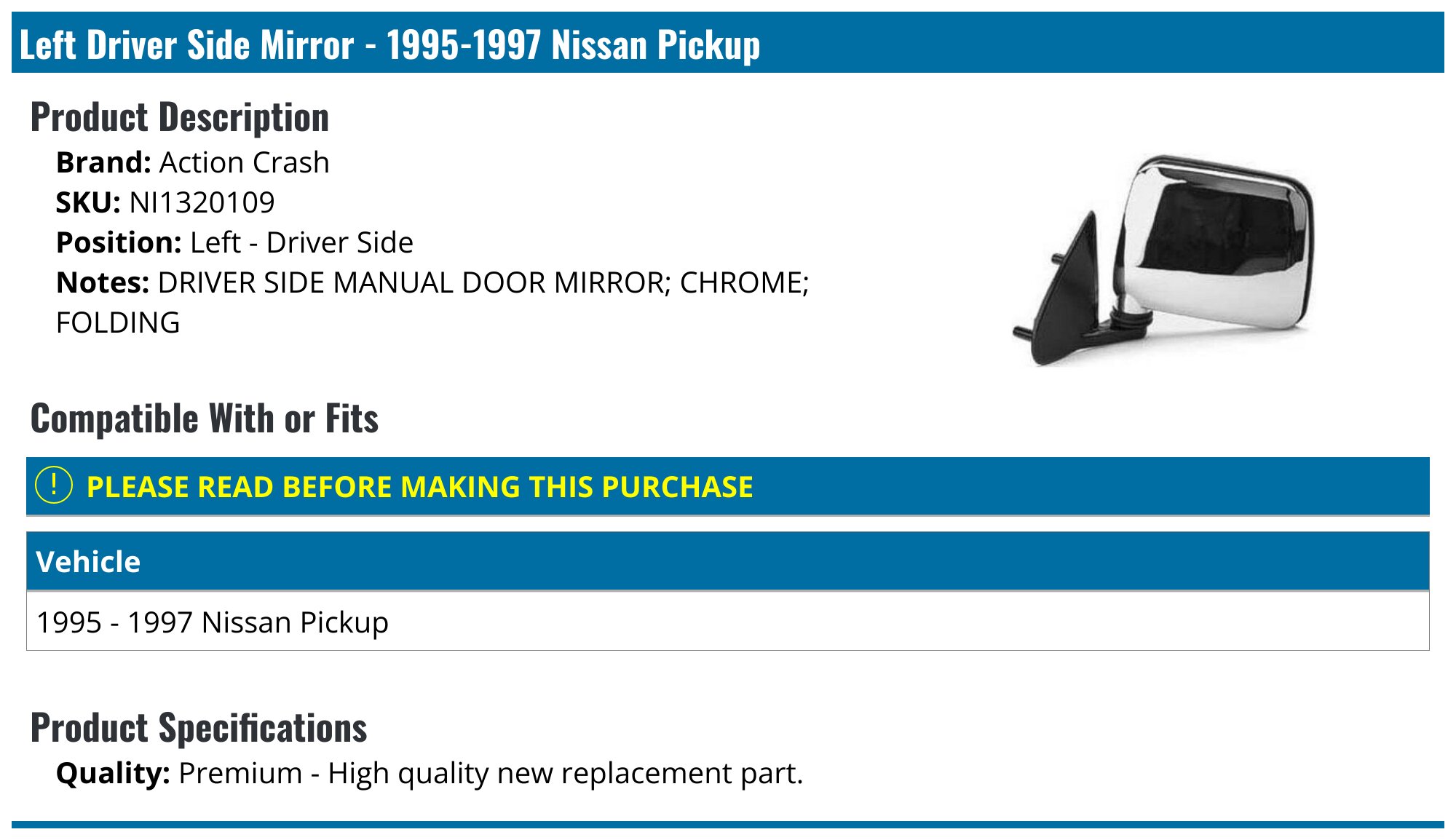 Pair Set of 2 Mirrors Driver & Passenger Side Left Right for Ford Edge
