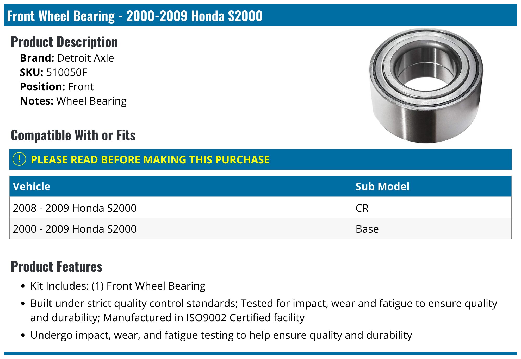ACT 00-09 Honda S2000 Release Bearing