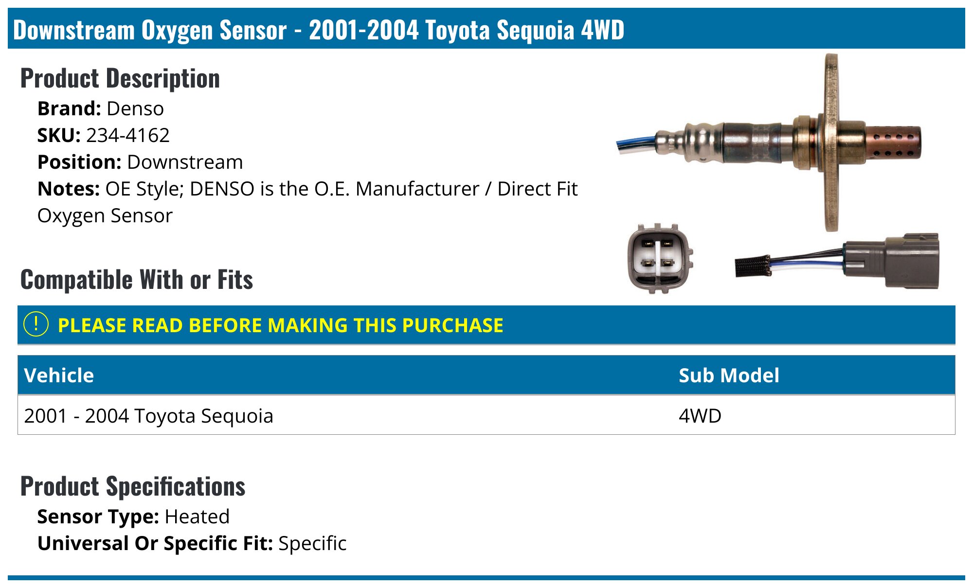 Toyota Sequoia Tundra Driver & Passenger Side 4 Piece O2 Oxygen Sensor Set TRQ OSA60284 Toyota Sequoia Tundra Driver & Passenger Side 4 Piece O2 Oxygen Sensor Set TRQ OSA60284