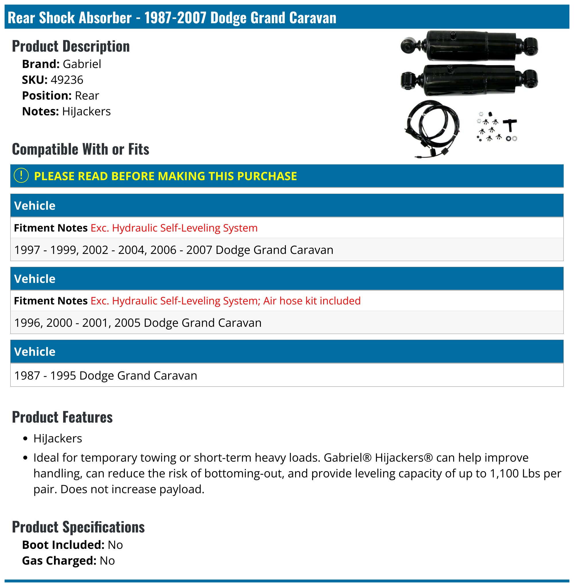 Dodge Grand Caravan Shock Absorber - Shocks - Monroe Unity KYB