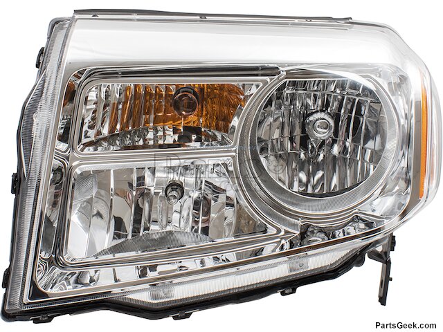 Auto-Lightingo Halogen Headlight Assembly Pair For 2012-2015 Honda Pilot – Driver & Passenger, Chrome Housing