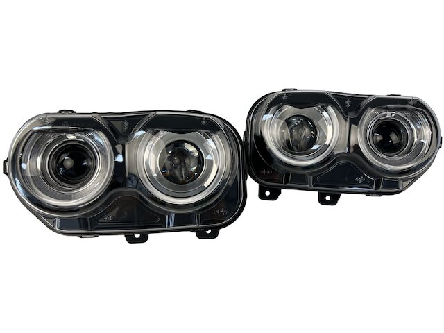 FIONE Pair Of Black Halogen Headlights For Dodge Challenger 2015-2021 - Driver & Passenger Side, Replaces 68174065AF/64AF