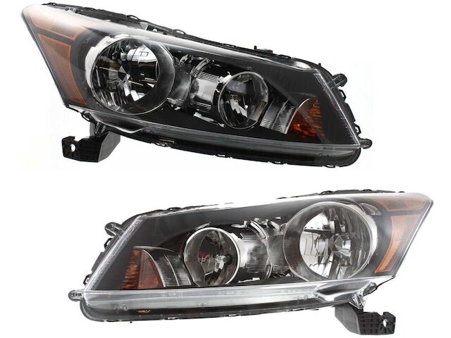 Pair Of Chrome Housing Headlight Assemblies For 2008-2012 Honda Accord - Direct Replacement