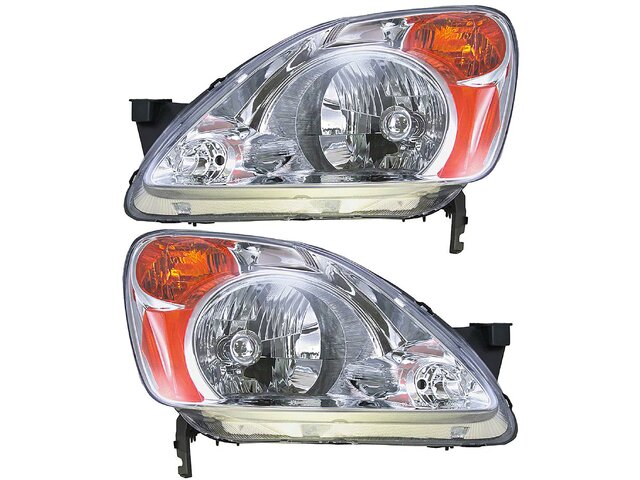 Autozensation Black Factory Headlights Set – For 2002-2004 Honda CR-V – Left & Right Halogen