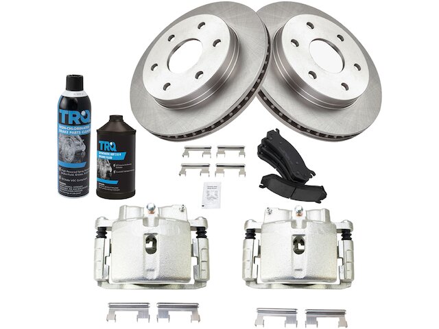 TRQ Front Drilled Brake Rotors & Ceramic Pads Kit For Chevrolet Silverado 1500 / GMC Yukon