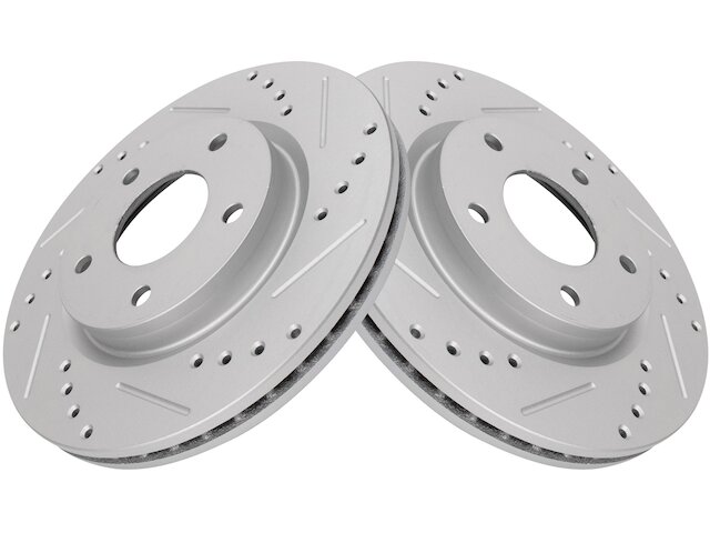 Detroit Axle Front Drilled & Slotted Brake Rotors For 2013-2019 Nissan Sentra - Set Of 2