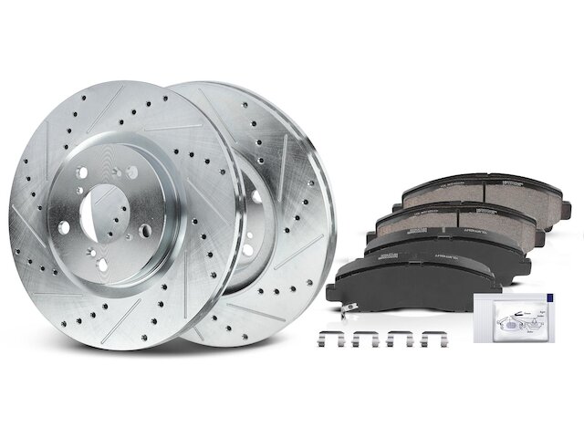 Rear Drilled & Slotted Brake Rotors + Ceramic Pads For Acura TL 3.5L 4-Door (2009-2014)