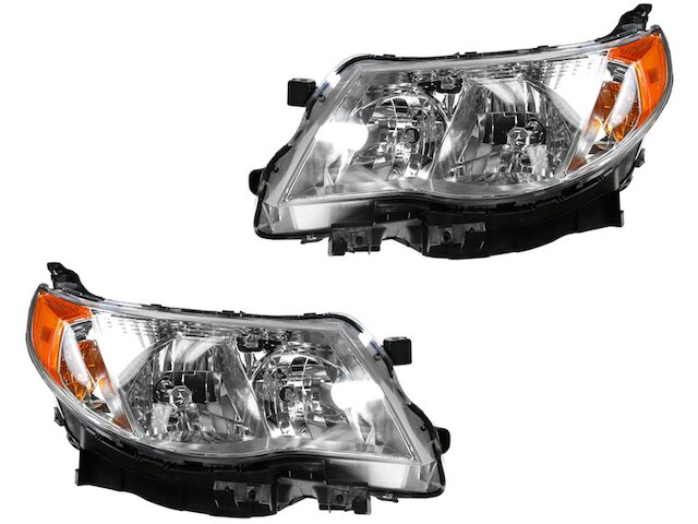 Nakkaa Halogen Headlight Assembly Pair For 2009-2013 Subaru Forester - Chrome, Reflector