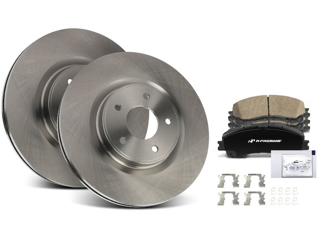 A-Premium 13 inch (330mm) Front Drilled and Slotted Disc Brake Rotors + Ceramic Pads Kit Compatible with Select Infiniti Models - Q60 2014-2015, G37 2008-2013, G35 2007-2008, 6-PC Set