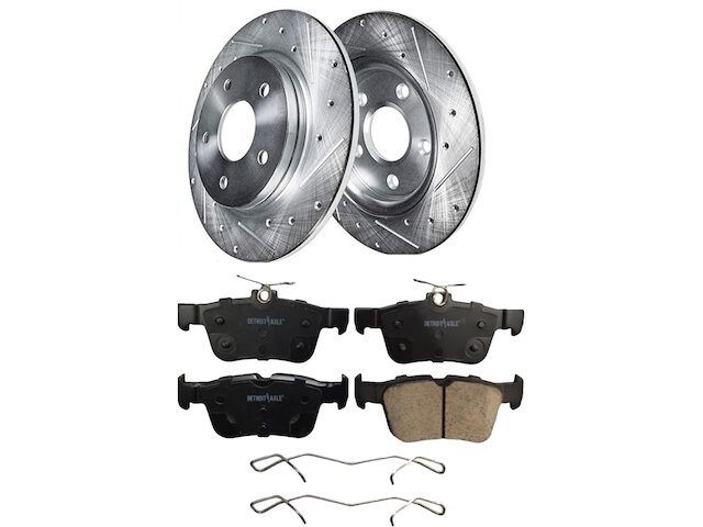 12.44 Front Rear Drilled Rotors Ceramic Brake Pads Kit for