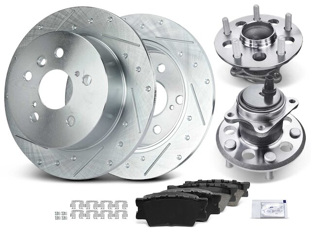 thumbnail interactive-video image 1 of Genuine OEM Toyota Camry Rear Brake Kit – Rotors, Pads & Shims (2012-2017) – Direct Replacement 1 of 5