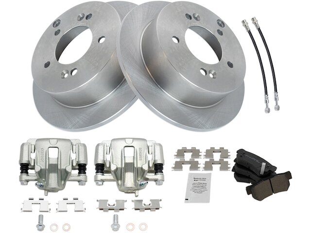 Front Rear Ceramic Pad Drilled Slot Disc Brake Rotor Kit For Hyundai