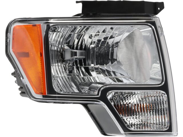 DASPARTS Pair Halogen Headlight Assemblies For 2009-2014 Ford F-150 F150, Chrome Housing, Clear Lens, DOT/SAE Certified