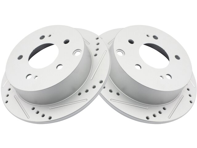 Detroit Axle Drilled & Slotted Brake Rotors And Ceramic Pads Kit For 2004-2011 Mitsubishi Galant 4-Cyl