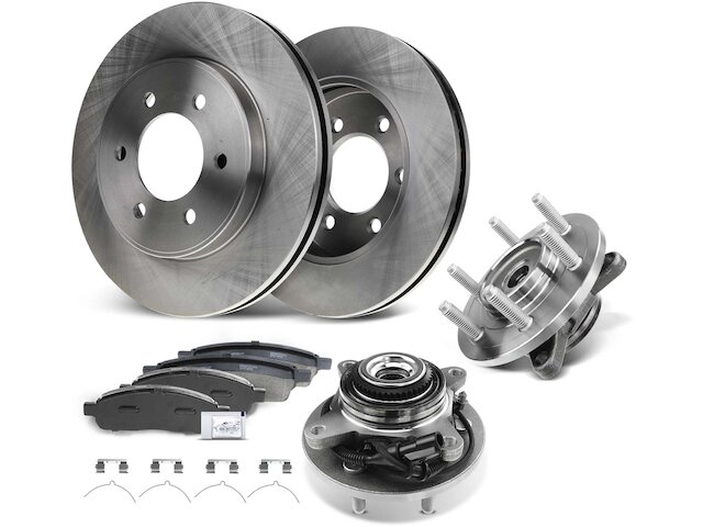 AutoShack Front & Rear Drilled & Slotted Brake Rotors Premium Ceramic Brake Pads Calipers Black Replacement 2012 2016 Ford F 150 5 0l 4wd Awd Rwd E Coate