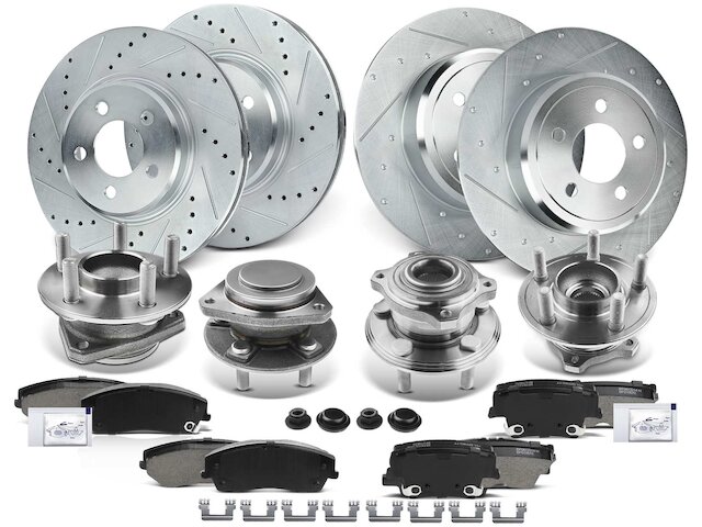 Drilled & Slotted Brake Rotors And Pads Kit For RWD V6 Charger Challenger 300 – 5 Lug, Ceramic Pads
